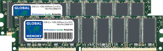 2GB (2 x 1GB) DDR 266/333/400MHz 184-PIN ECC DIMM (UDIMM) MEMORY RAM KIT FOR SUN SERVERS/WORKSTATIONS